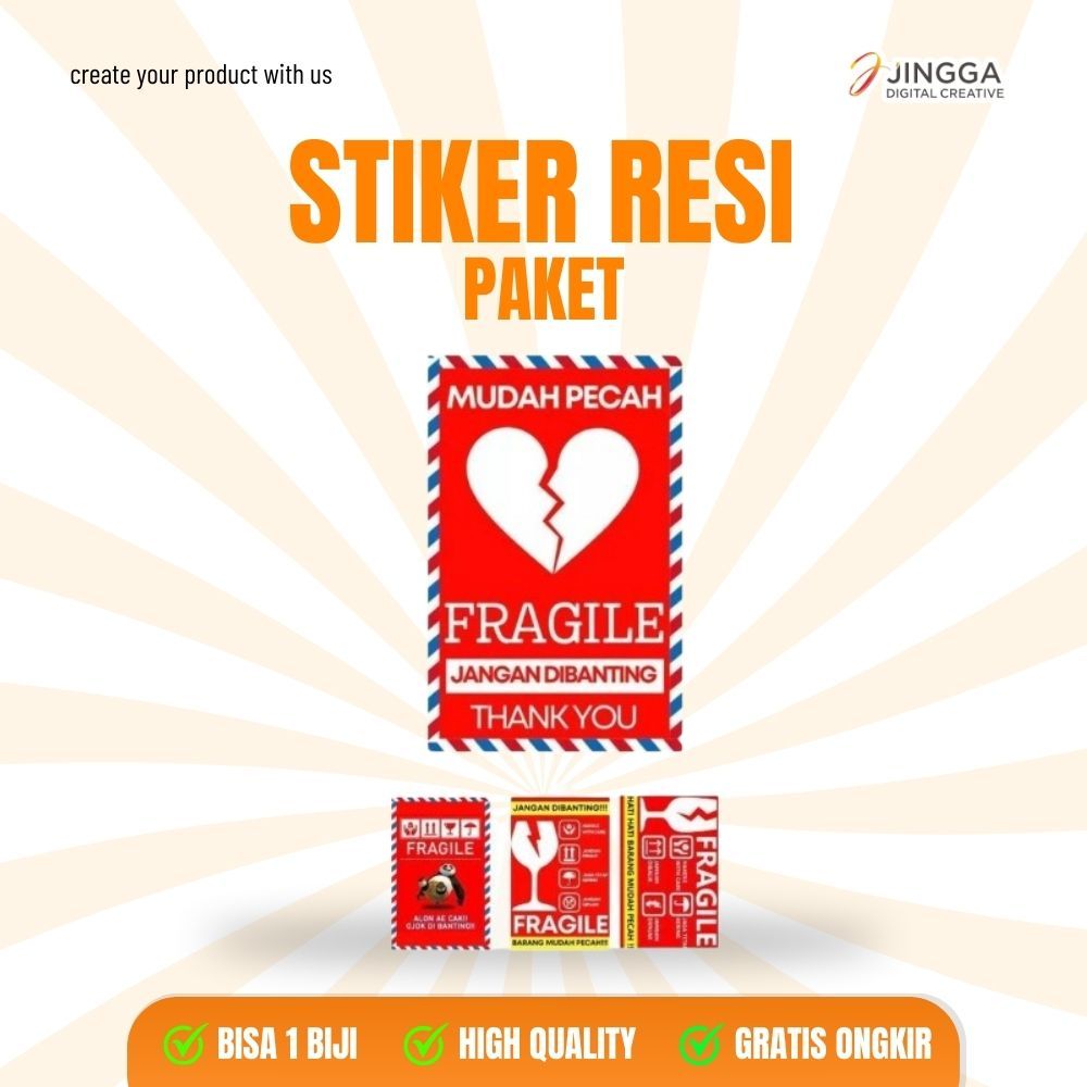 

[ISI 25 PCS] Sticker Fragile 4,5 x 7 CM | Sticker Label Murah | Sticker Murah | Sticker Paket |