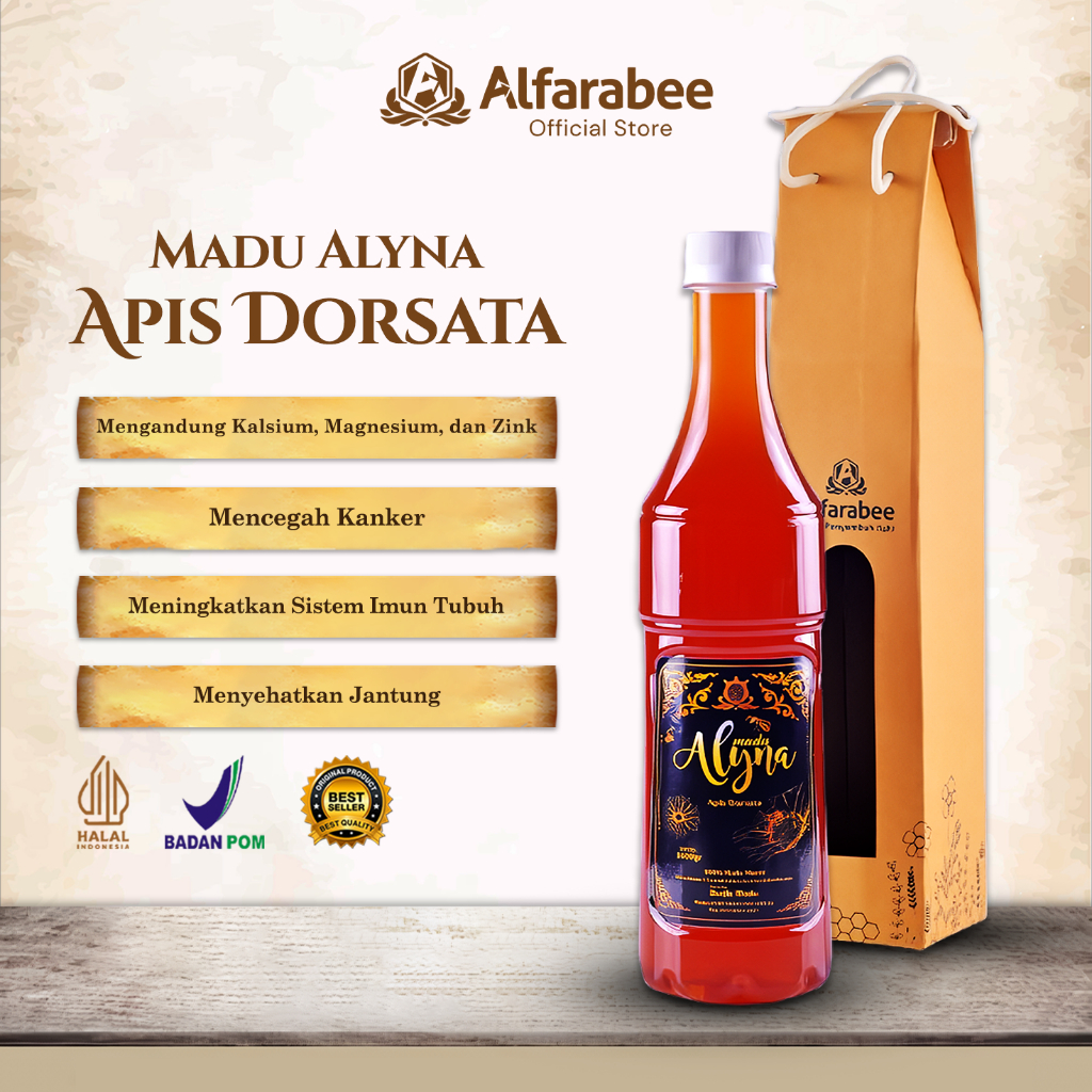

Alfarabee - Madu Alyna Apis Dorsata Murni Asli Original 100% Tanpa Campuran Bersertifikasi BPOM
