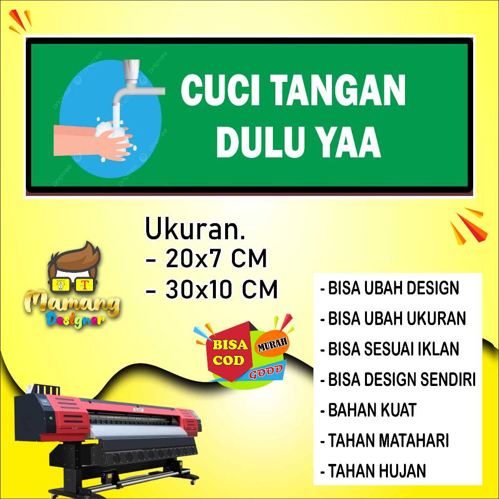 

Stiker Tempelan Tulisan Cuci Tangan Bahan Kuat Hijau