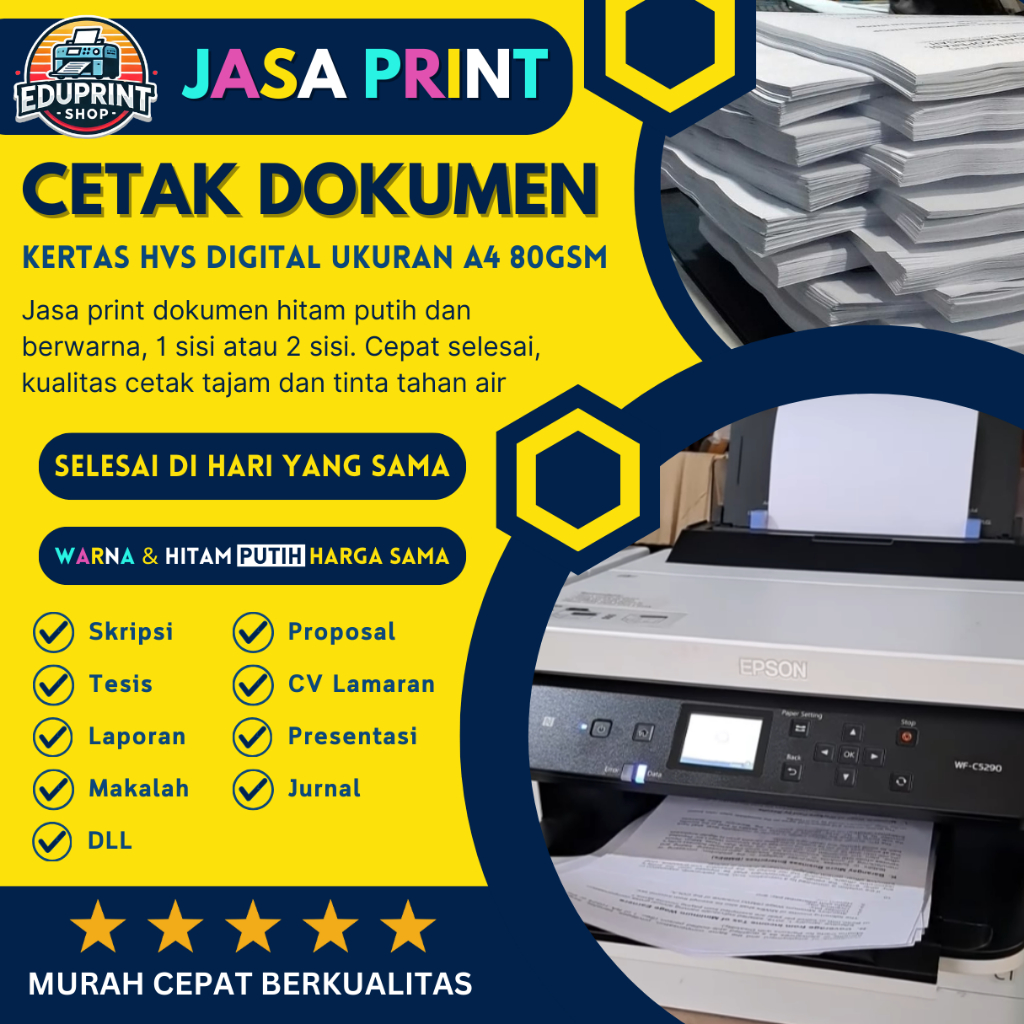 

Print A4 80 GSM Warna dan Hitam Putih Cepat Murah Berkualitas Dokumen Skripsi Proposal Makalah EduPrint