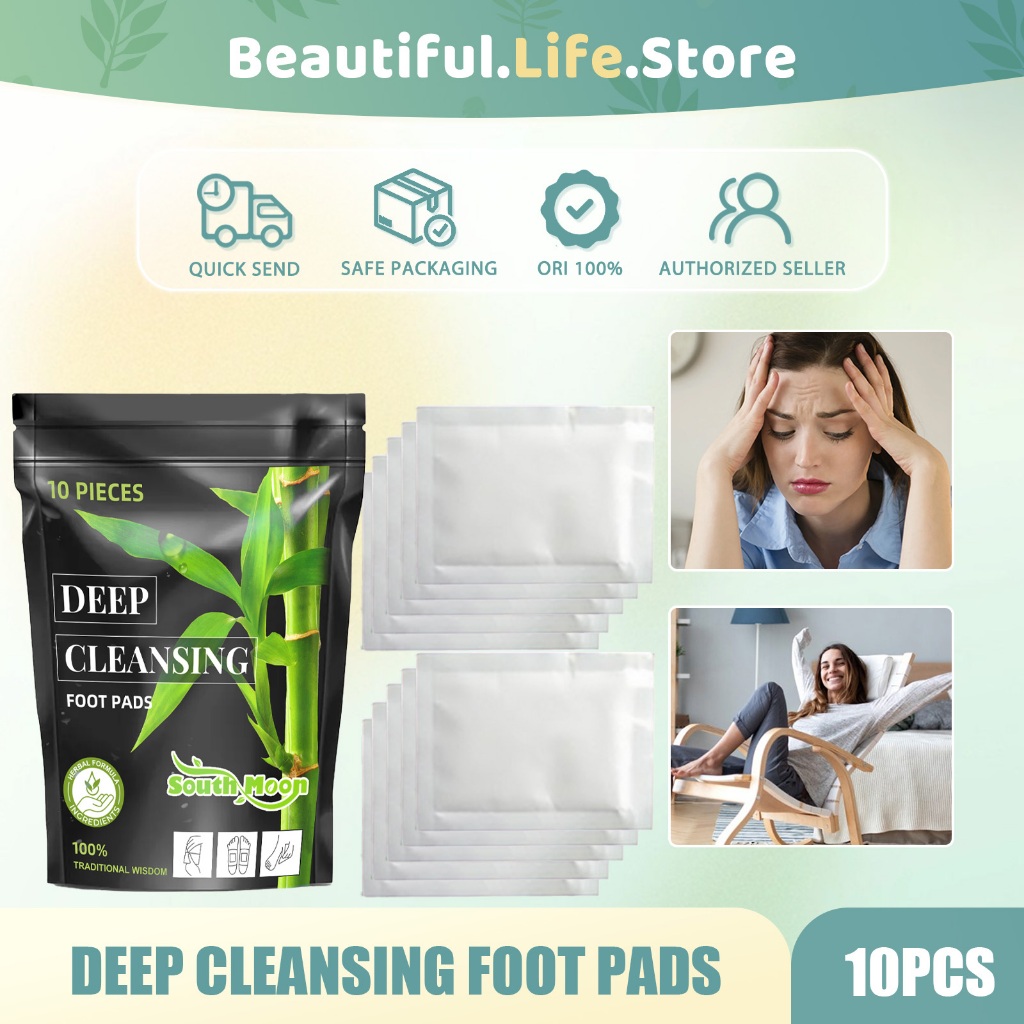 【READY STOCK/Beli 3 Gratis 2】South Moon Deep Cleansing Foot Pads 10pcs Detoksifikasi Alami Foot Patc