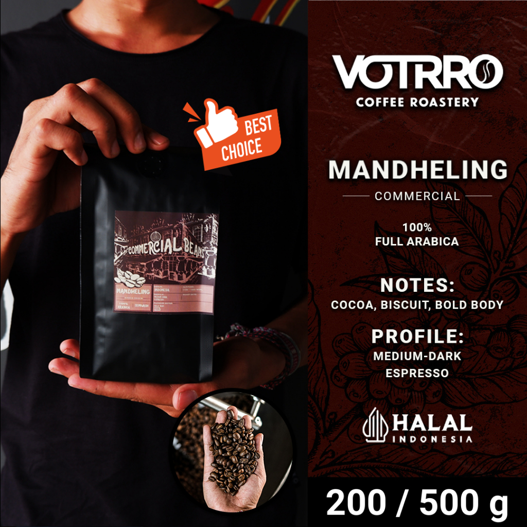 

Biji Kopi 100% Full Arabica Mandheling Roasted Commercial - ESPRESSO - 200/500g