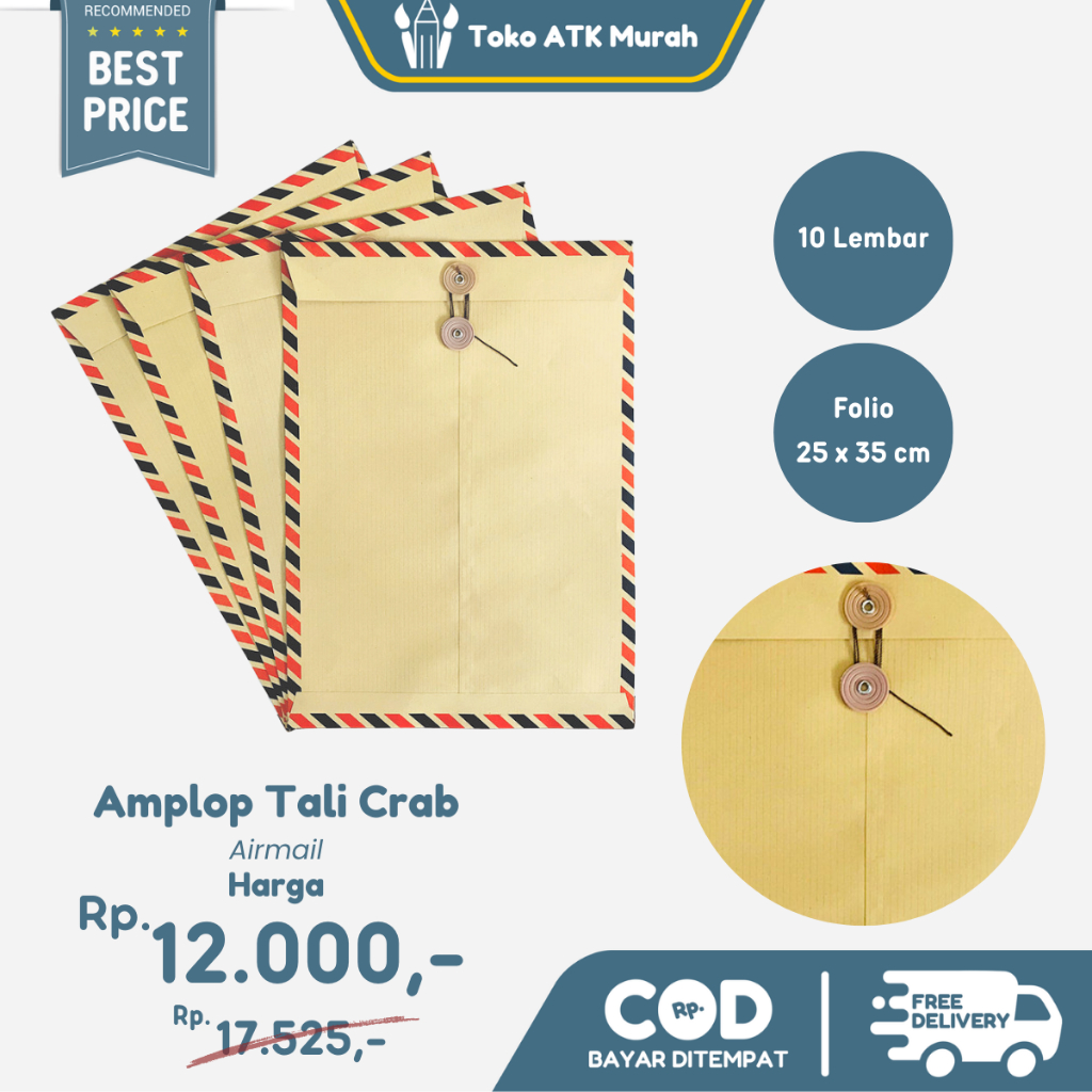 

Amplop Coklat Tali Folio Airmail 310 Crab 10 Lembar
