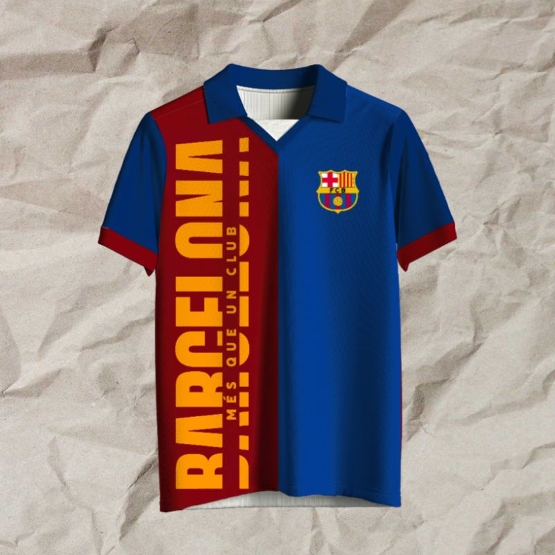 Jersey Barcelona Jersey Barca Vintage Retro Full Printing Premium Pakaian Baju Pria dan Wanita Terba