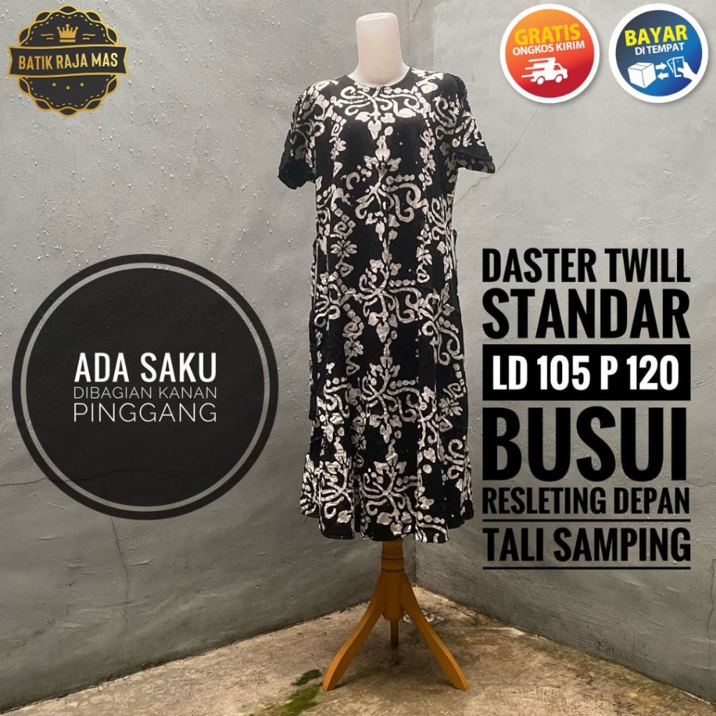 Daster Wanita Home Dress Lengan Pendek Kekinian Modern Busui Friendly Resleting Depan Motif Batik Ab