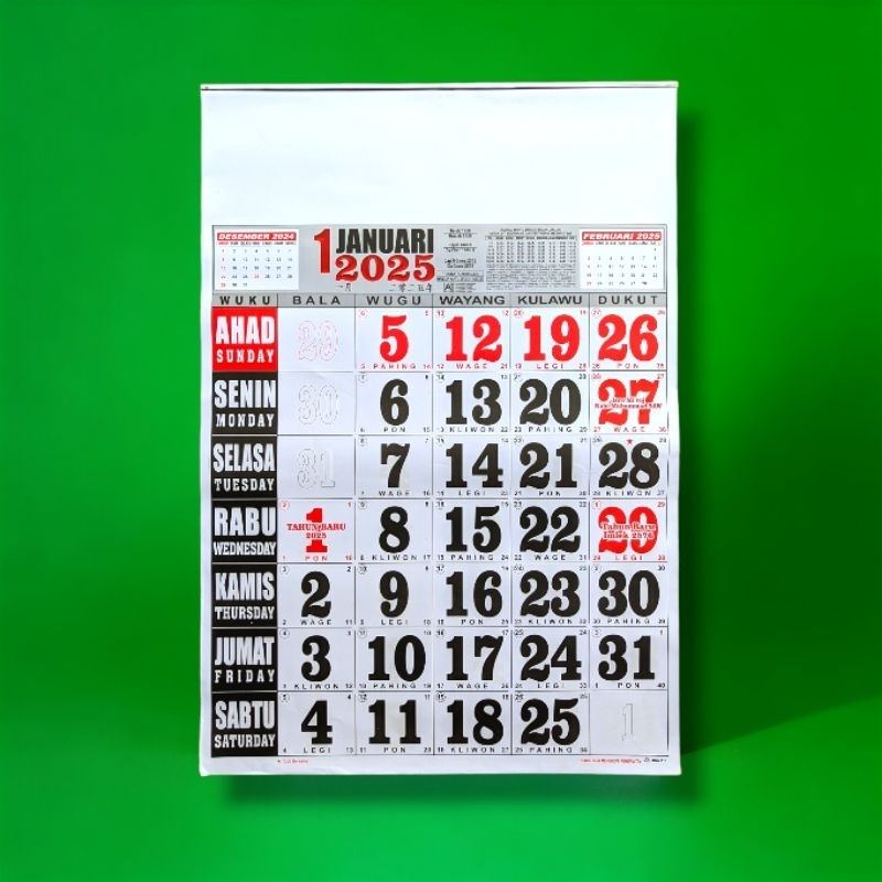 

Kelender 2025 Kerja/Kantor polos Angka besar ukuran 64x44cm kalender jumbo