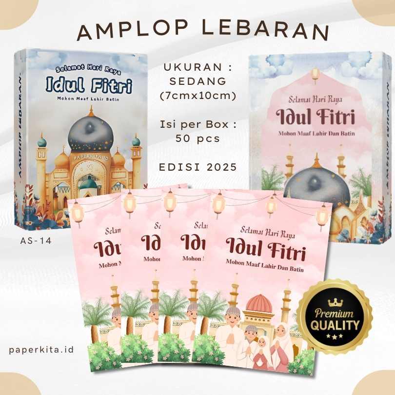 

Amplop Lebaran Idul Fitri 2025 Sedang Uang Lipat 1, Box isi 50pcs Kwalitas Premium