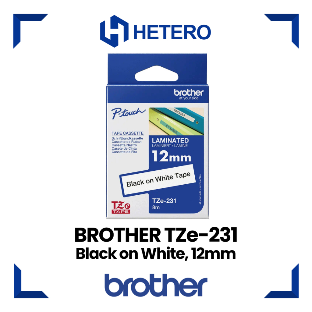 

BROTHER Color Tape TZE-231 Black on White, 12mm