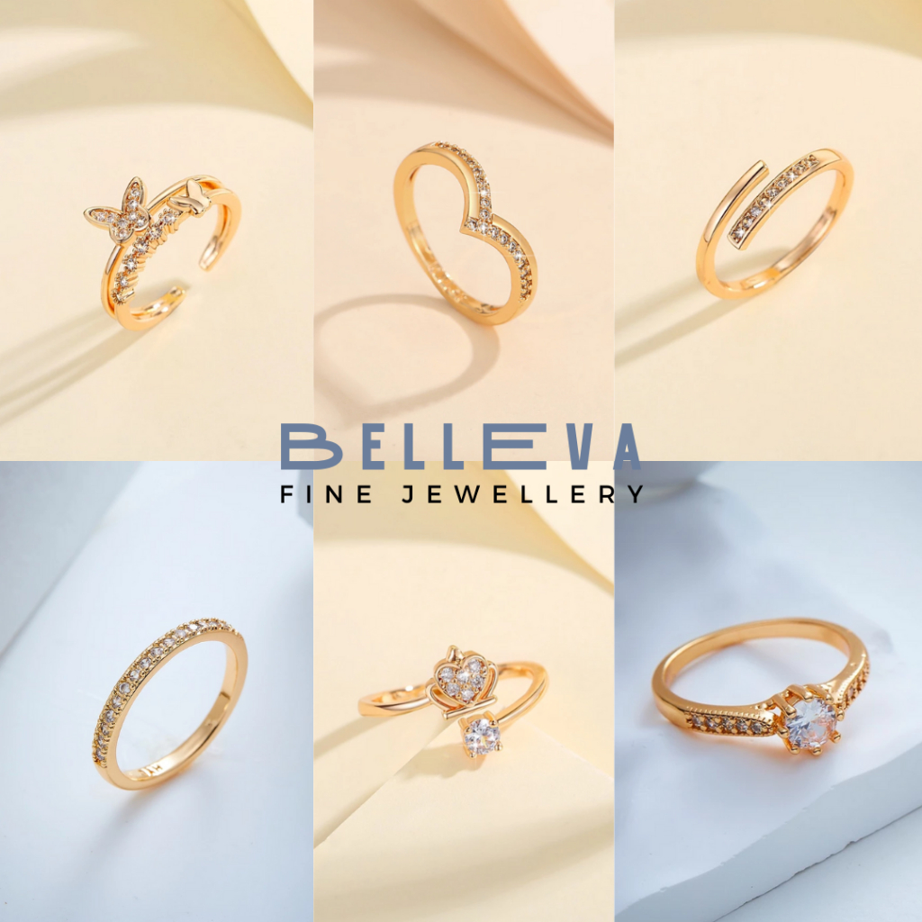 BELLEVA - Jewellery Cincin Minimalis Elegan Perempuan Anti Karat Titanium Berlian Jewelry Anti Karat