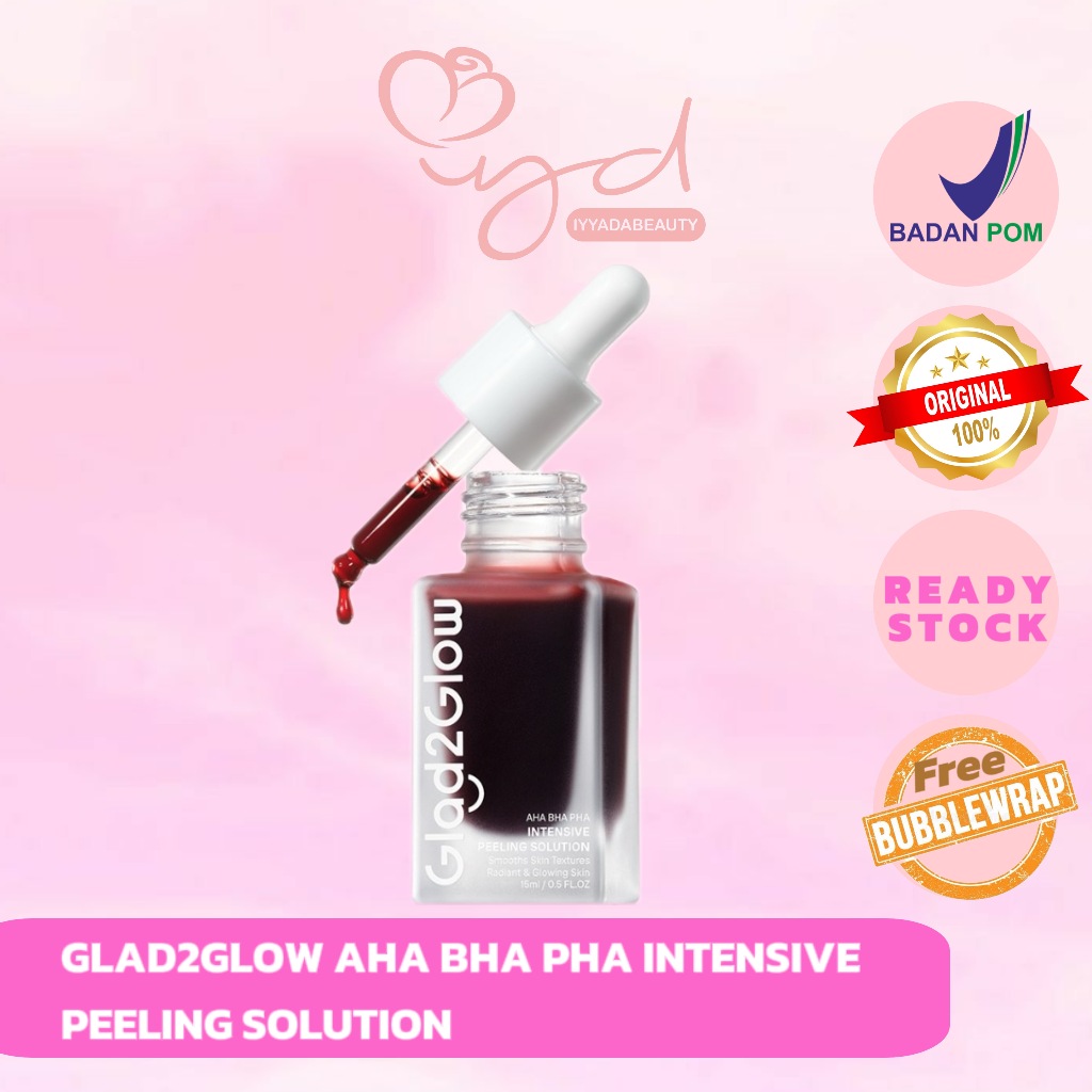 [100% ORI] Glad2Glow AHA BHA PHA Intensive Peeling Solution 15ml Serum G2G Exfoliasi Wajah merah Exf