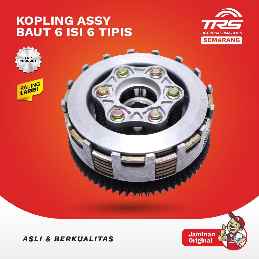 TRS Kampas Kopling Komplit Assy Isi Enam 6 Tipis Viar Tossa Pnp Tiger Megapro Cb Spareparts Original