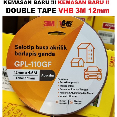 

DOUBLE TAPE 3M VHB ORIGINAL 12 MM x 4.5 M perekat lem bolak balik isolasi 3 M