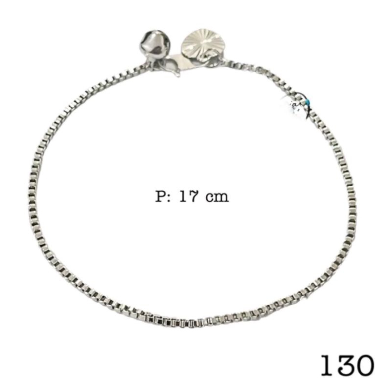 Jewelry Gelang Italy Rantai Silver Berlapis Emas Putih Anti Karat