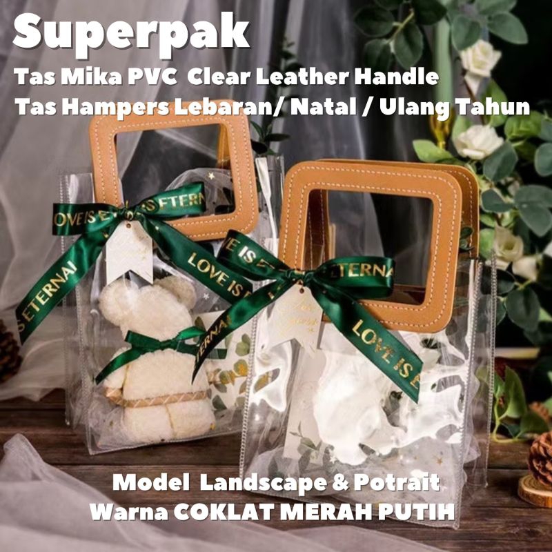 

[ GROSIR PER 10 PCS ] Tas Mika PVC Clear Bening Uk 16x9x17 Hampers Goodie Bag Premium