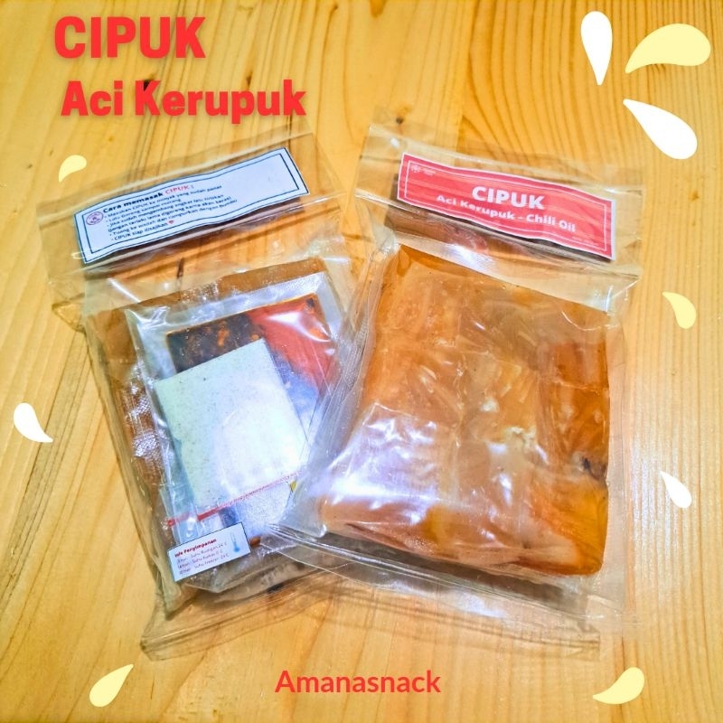 

CIPUK Aci Kerupuk bumbu chili oil, rujak, misdasem, kuah seblak dan sambal goang isi 9 pcs kemasan vacum