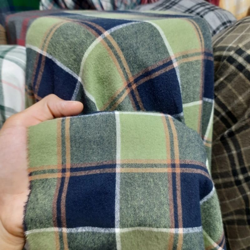KAIN KATUN FLANNEL KOTAK | Harga/0,5m | kain katun flanel meteran | bahan kemeja flanel | kain katun