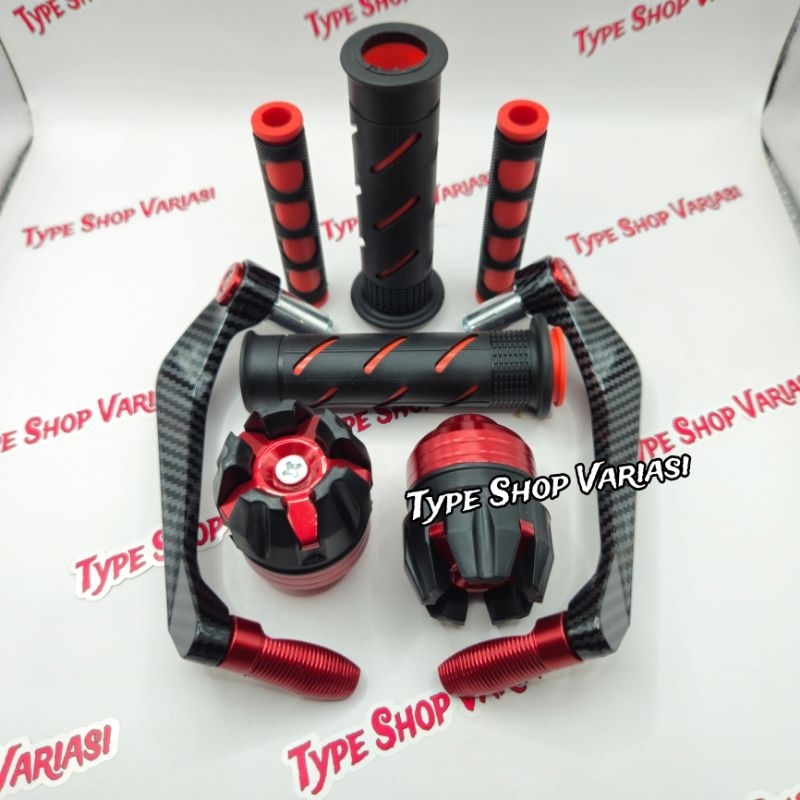 Paket 4in1 Proguard Karbon Sabit + Handgrip Sisik + Jalu As Roda Depan + Karet Handle Rem Tangan Uni