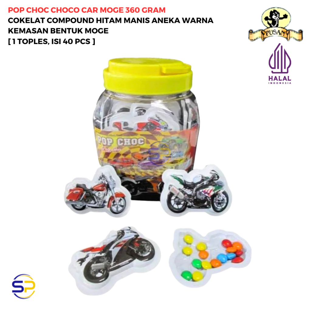 

PUSAN POP CHOC CHOCO CAR MOGE 360 GRAM [1 TOPLES, ISI 40 PCS]