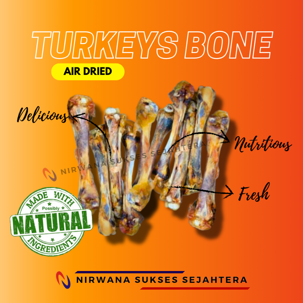 

TULANG KALKUN KERING / DEHYDRATED, AIR DRIED TURKEYS BONE. CHEWS, TREATS, DENTAL CARE, SNACK FROM 100% NATURAL INGRADIENT NO ADDITIVE FOR DOG