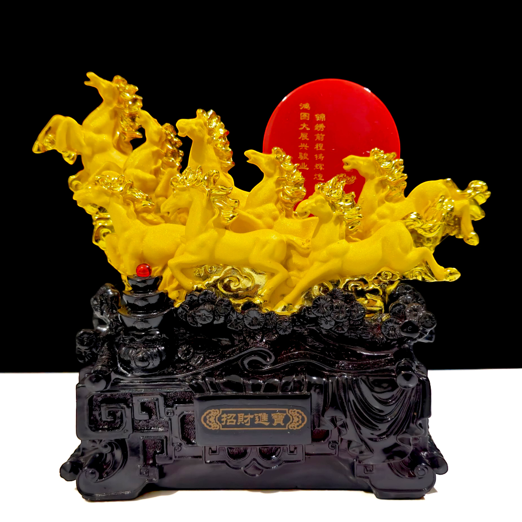 KB17 Pajangan Fengshui Kuda Delapan Kuda Berlari PAJANGAN FENGSHUI 8 KUDA EMAS FENGSHUI KUDA BERLARI