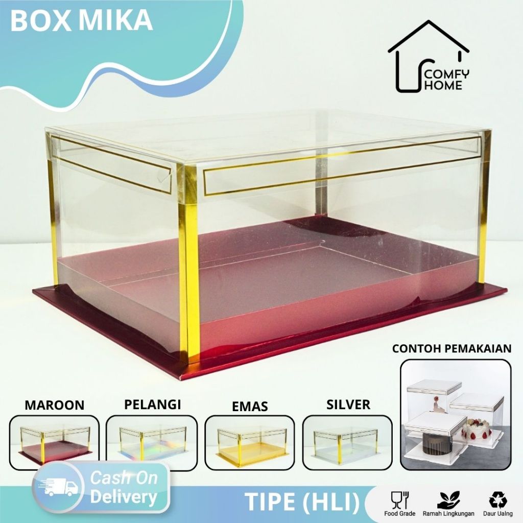 

Box Mika Transparan / Box mika /Box kue / Box Cake Handle Tali / Box Handle Mika / Box Cake | HDI03-HDI16 | HLI