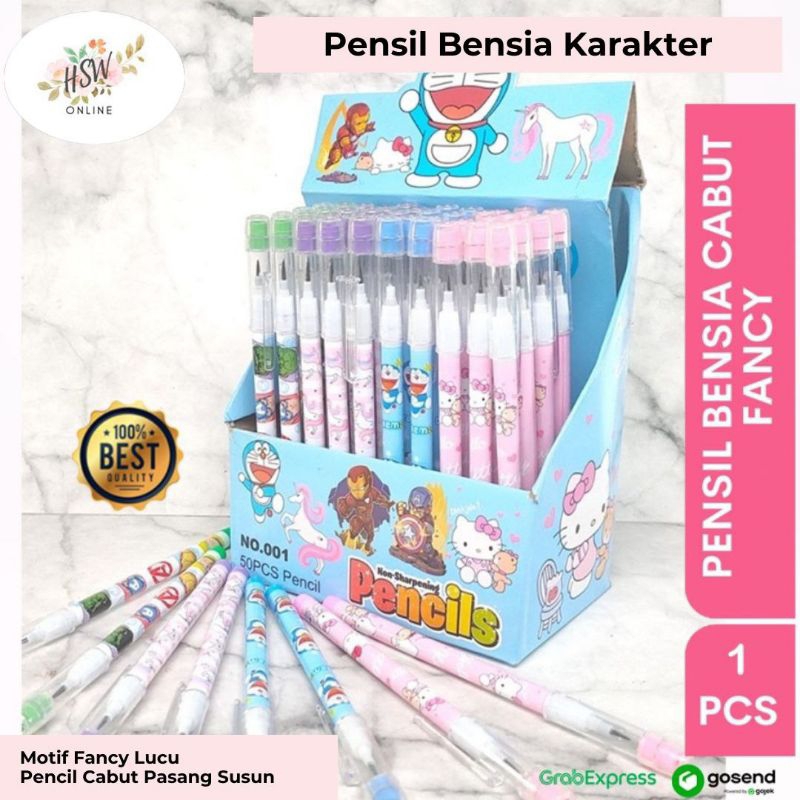 

Pensil Bensia Karakter Lucu Pensil Anak Motif Fancy Pensil Alat Tulis Tumpuk Cabut Susun Pencil Perlengkapan ATK Sekolah Murah Pensil Refill Isi Ulang Dengan Penghapus Kecil Murah