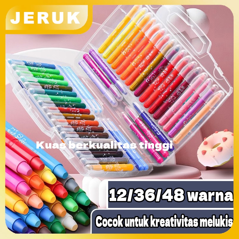 

48 WARNA CRAYON GRASP / CRAYON GRASP MATA SEDANG / SILKY CRAYON / WATER SOLUBLE CRAYON / KRAYON WARNA