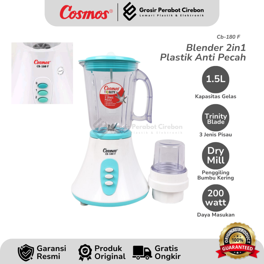 COSMOS BLENDER PLASTIK CB-180F / CB 180 F BLENDER PLASTIK TRINITY BLADE COSMOS