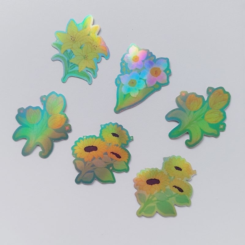 

Hologram Flower Stickers Set