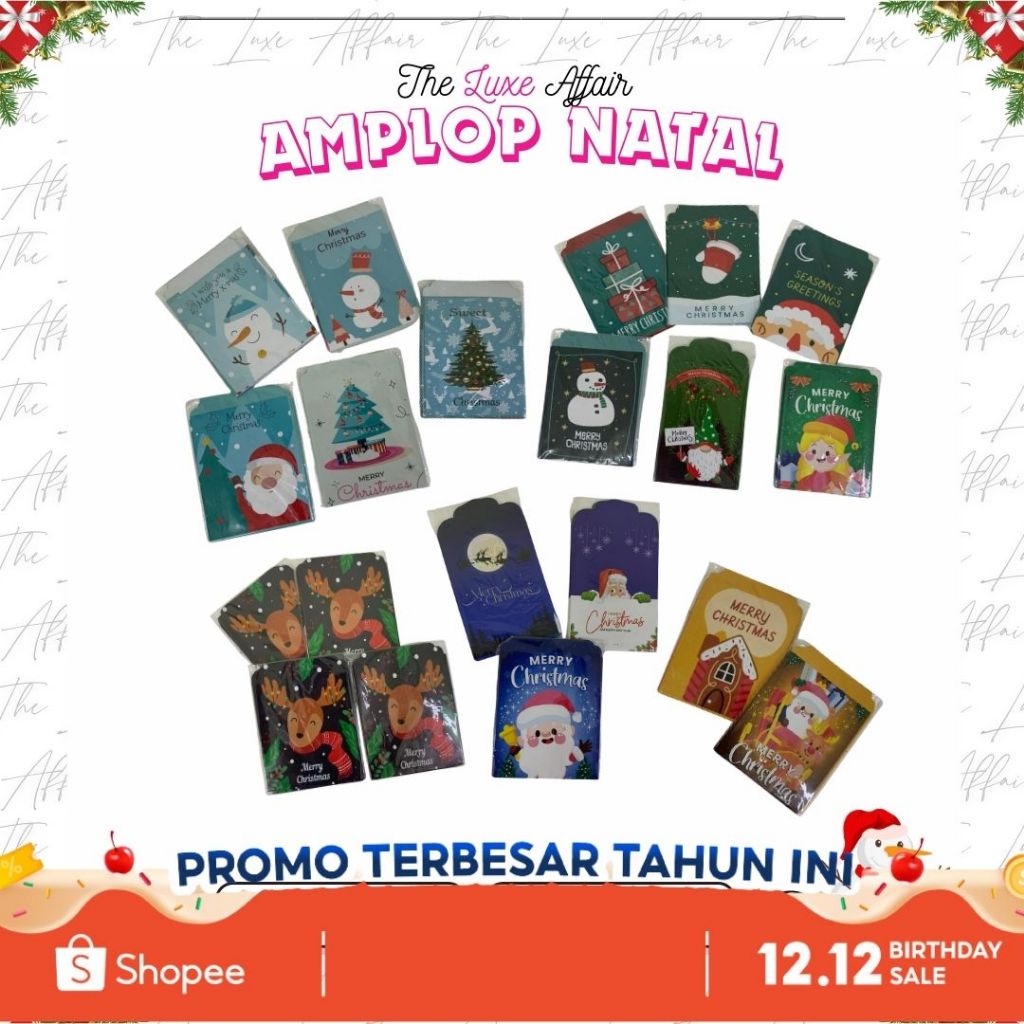 Isi 10 pcs Amplop Natal Per Warna Angpau Natal Merry Christmas Amplop Natal Siap Pakai