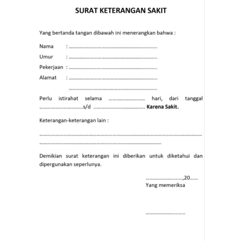 

SURAT TIDAK MASUK/IZIN BISA REQUEST ALL DOMISILI CAP BASAH