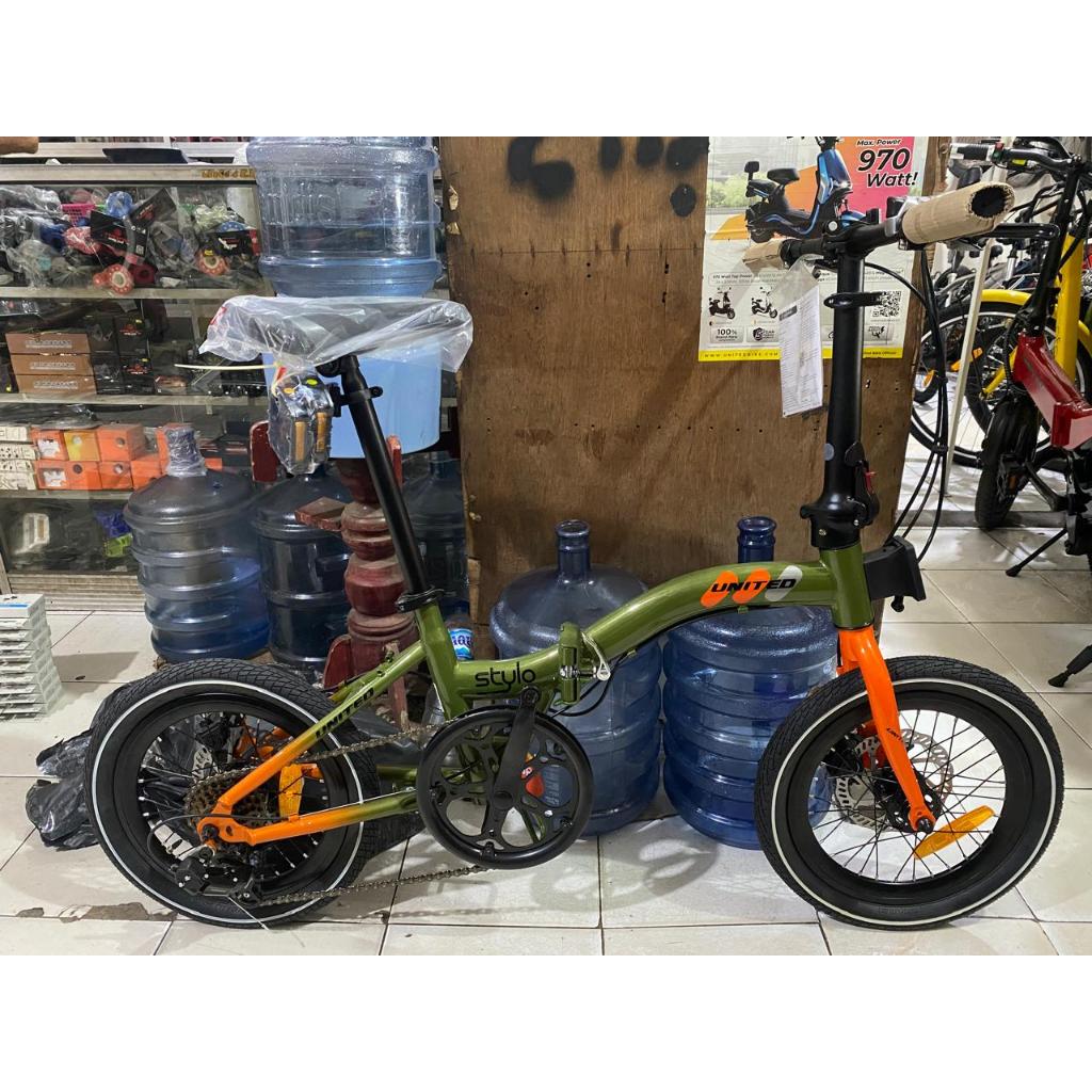 UNITED STYLO 16" 20" Sepeda Lipat 6 7 Speed STEEL Folding Bike City Bike Disc Brake Mechanical Rem c
