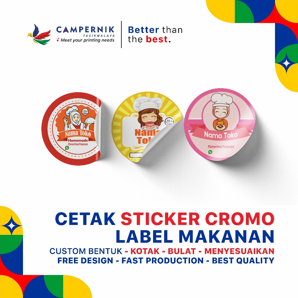 

CETAK STIKER LABEL MAKANAN STICKER KOTAK KEMASAN PRODUK BOTOL (BAHAN CROMO)