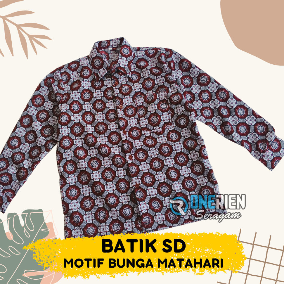 Seragam Batik SD Nasional Motif MATAHARI MERAH BIRU SD