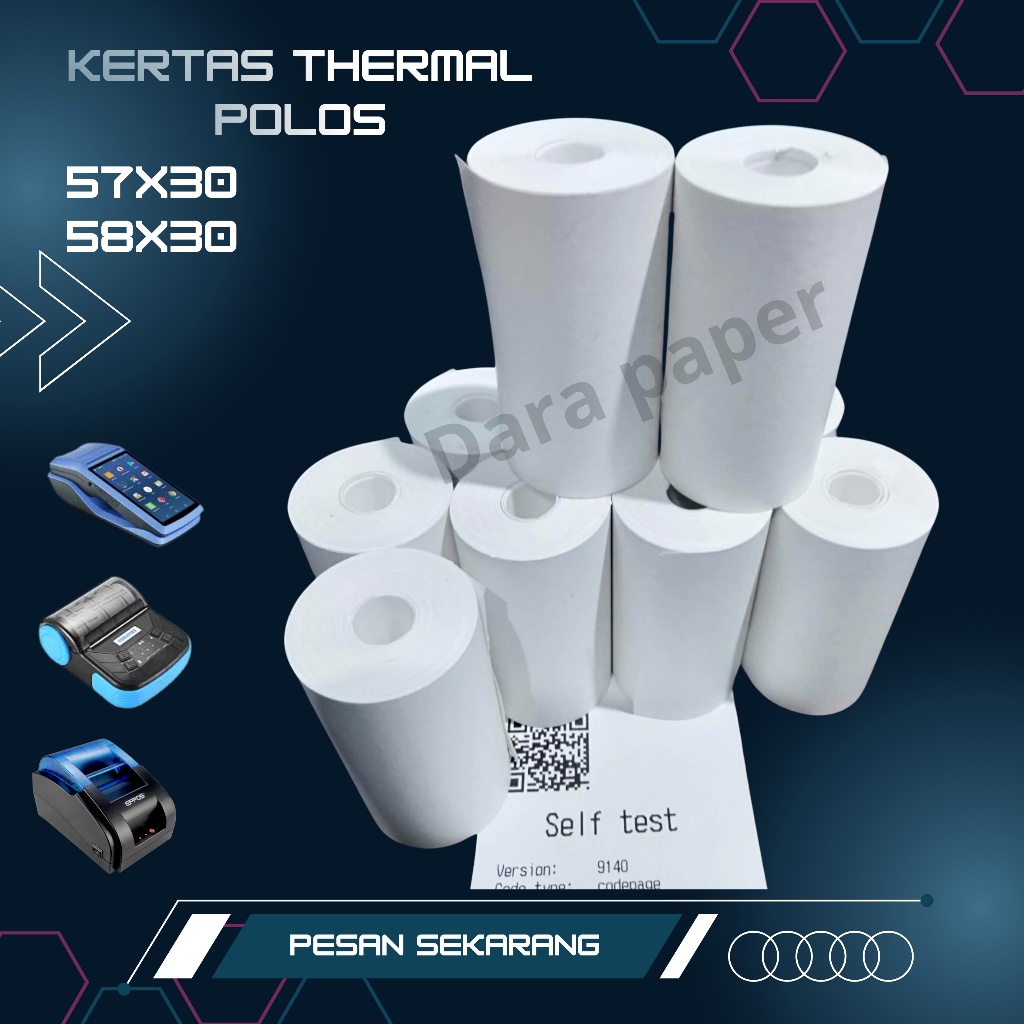 

KERTAS THERMAL EDC 57X30 cocok untuk semua jenis printer mini edc bluetooth