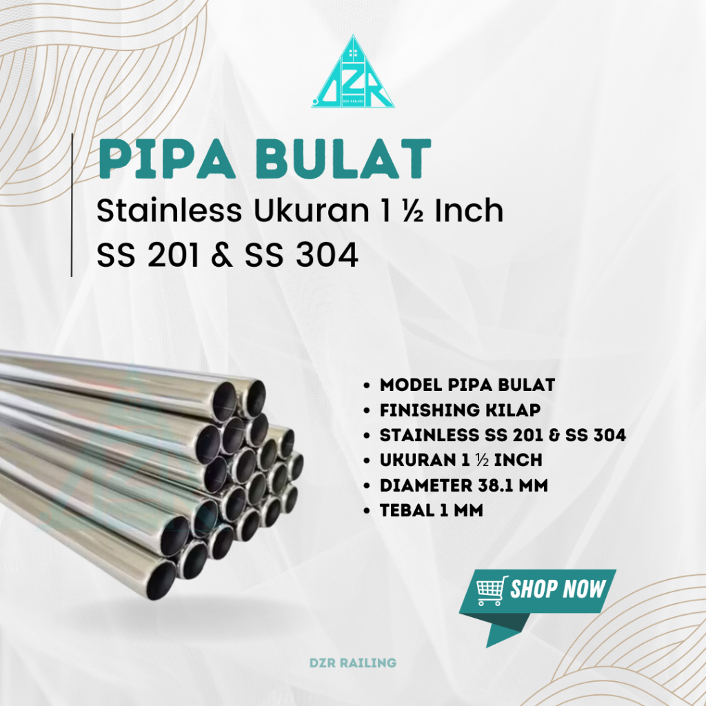 PIPA STAINLESS 1 1/2 INCH / PIPA BULAT STAINLESS 1.5 Inch SS 201 & SS 304