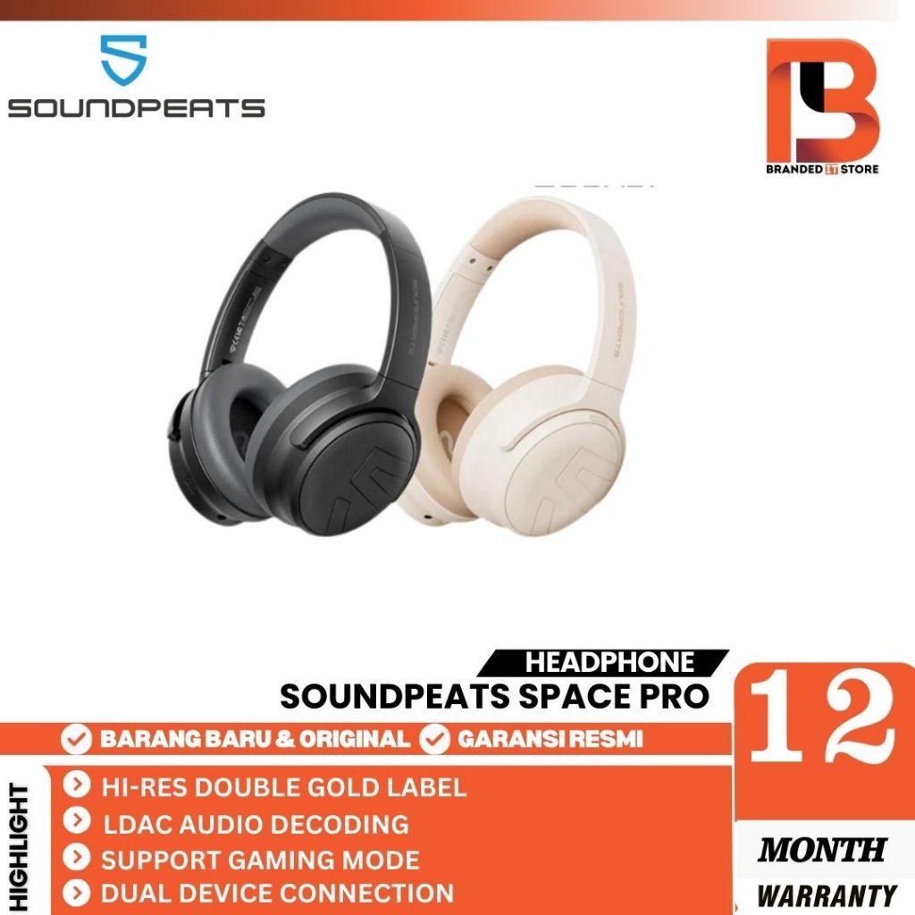 SOUNDPEATS SPACE PRO OVER EAR ANC ACTIVE NOISE CANCELING HEADPHONES
