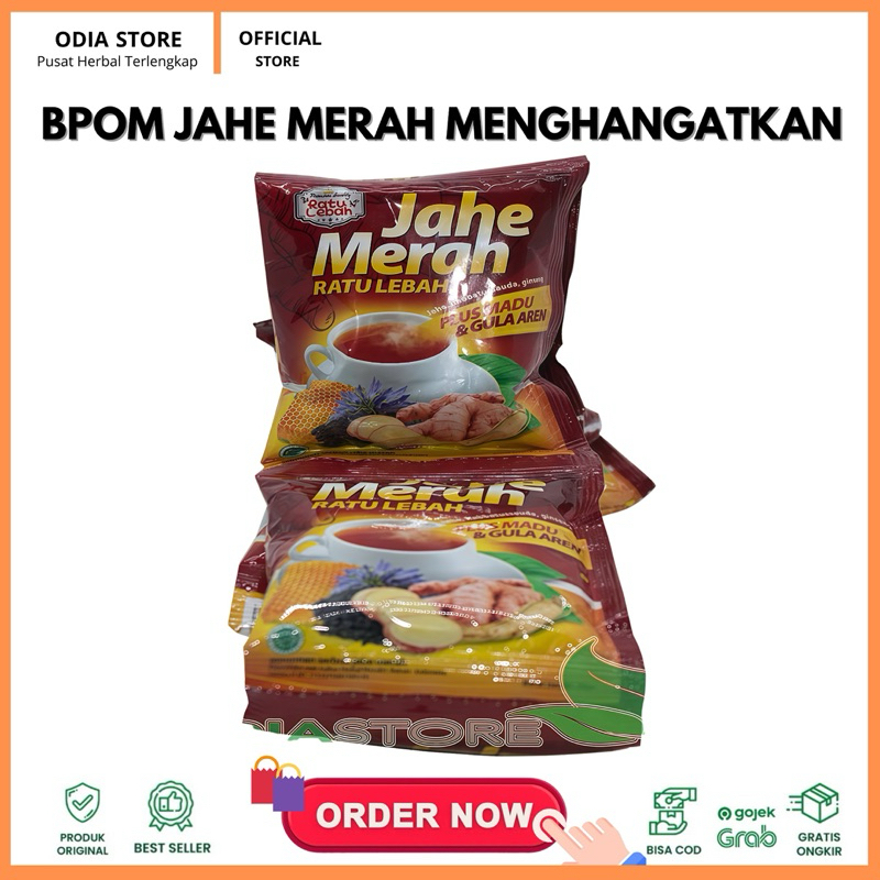 

BPOM Jahe Merah Ratu Lebah Plus Madu dan Gula Aren PerSachet 20gr Minuman Serbuk Jahe Merah