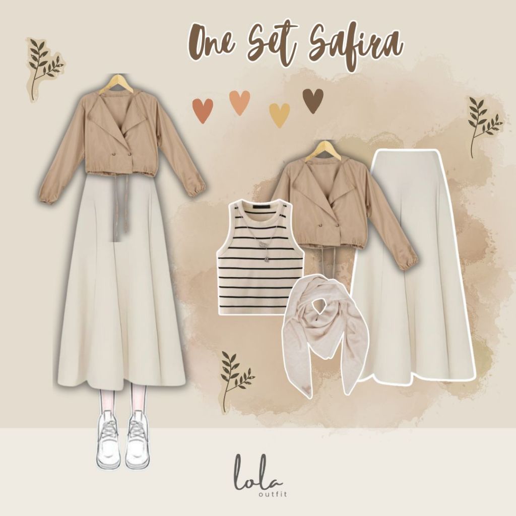 One Set Safira (Hijab, Tanktop, Blazer, Rok) Setelan 4 in 1 Wanita Korea Style ✿ Atasan Blazer Coksu
