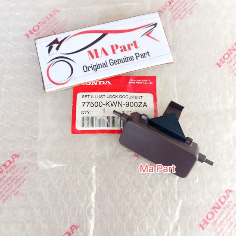 KNOP POCKET PEMBUKA LACI SET LOCK DOCUMENT PCX 125 CBU THAILAND COKLAT PCX125 ORIGINAL 77500KWN900ZA