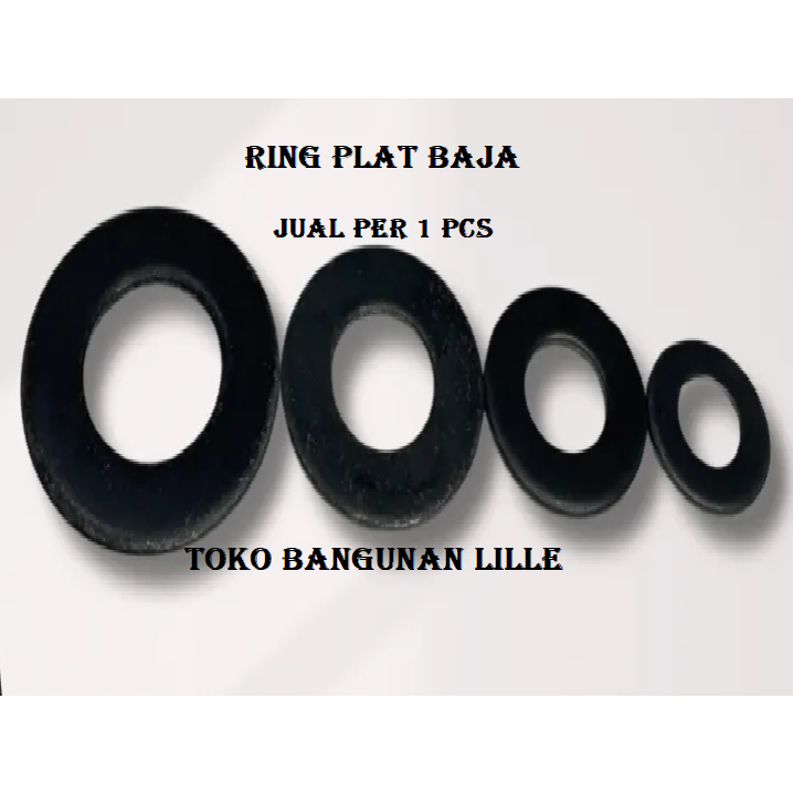 Ring Plat Baja m 16 Washer Plat Flat Plate Ring Cincin Hitam 5/8 inch Pengganjal Pengencang Pengunci