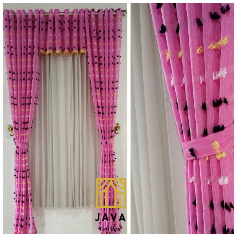 New Gorden Satu Set Poni Terbaru Pink Motif Jambul Minimalis