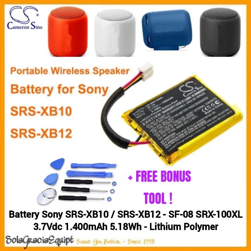 Batre / Baterai / Battery Sony SRS-XB10 SRS-XB-12 SRS-XB13 XB-100 - SF-08 - 3.7Vdc 1.400mAh 5.18Wh