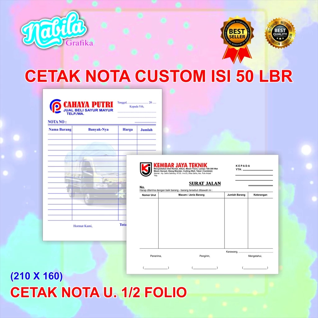 

NOTA CUSTOM UKURAN 21 X16 CM ( 1/2 FOLIO )