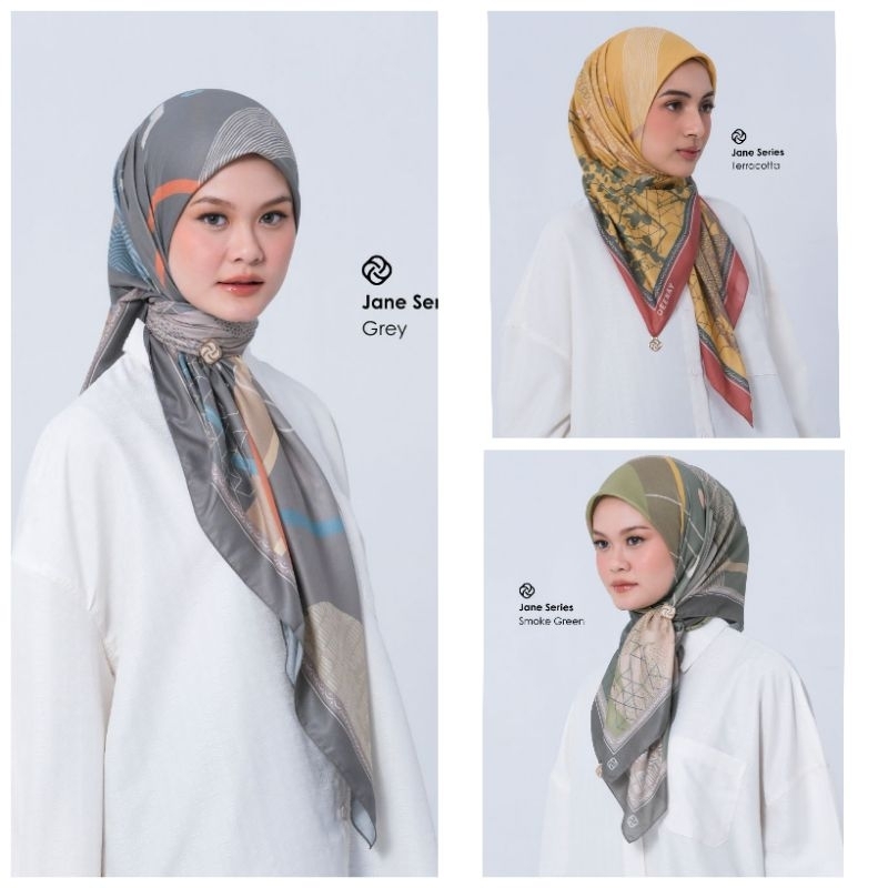 TERBARU HIJAB DEENAY JANE SERIES ( SMOKE GREEN TERRACOTA GREY )