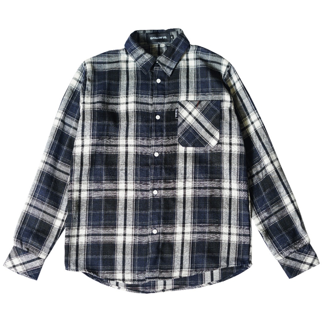 Follow Us - Billy Navy Flanel | Kemeja Tangan Panjang