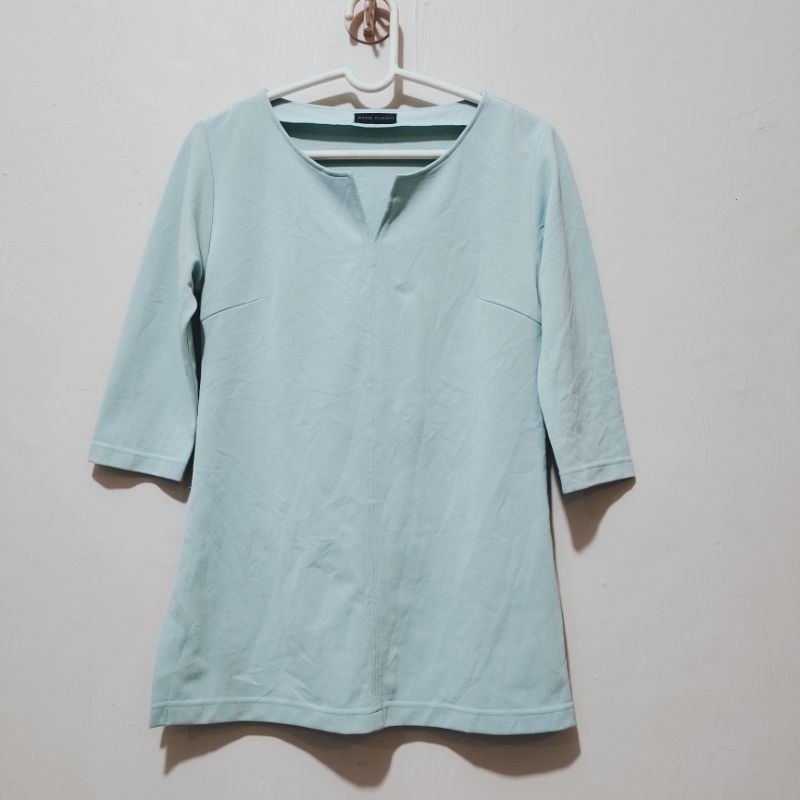 ANNE KLEIN II / blouse / tunik / atasan tosca / toska / mint / blouse kerja / blouse korea / vneck /