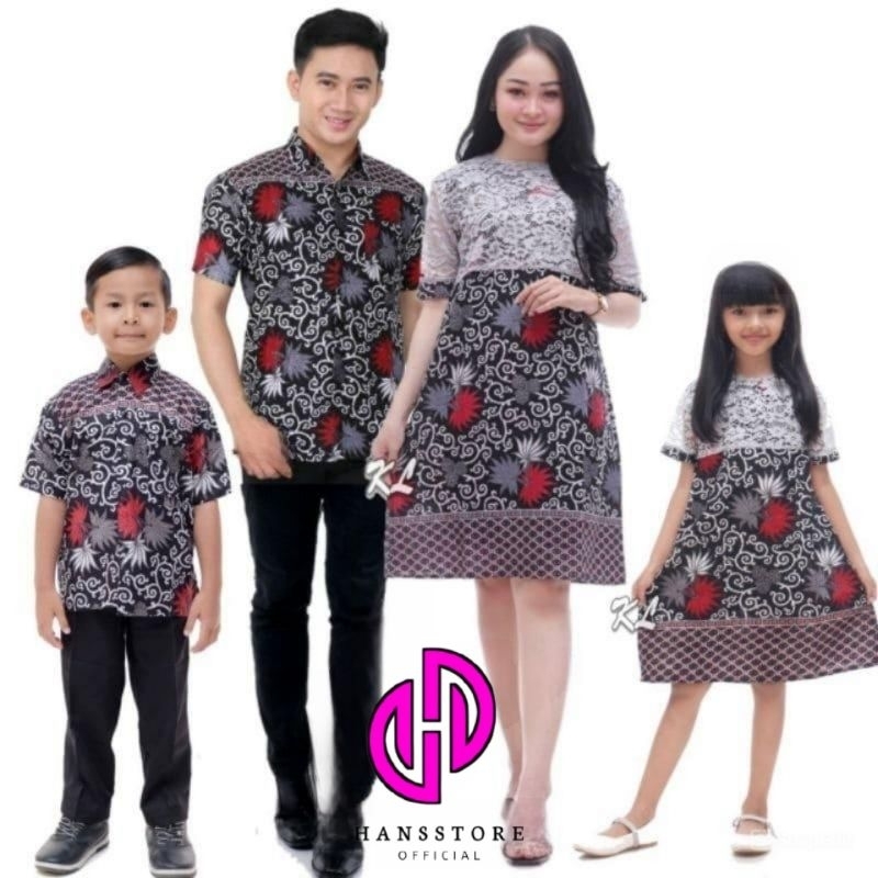 Baju Couple Dress Brokat Keluarga Pria dan Wanita Modern Batik Couple Keluarga Dress Natalan Motif K