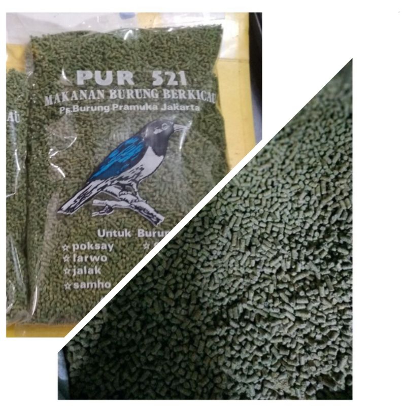 Pur Burung Berkicau Pakan Burung Eceran Plus Vitamin Pur hijau 521