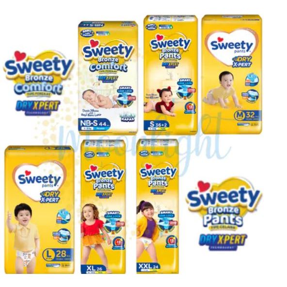 Diapers Pampers Popok Bayi Sweety Bronze Kuning Perekat Celana NB/S/M/L/XL/XXL Murah Grosir Karton